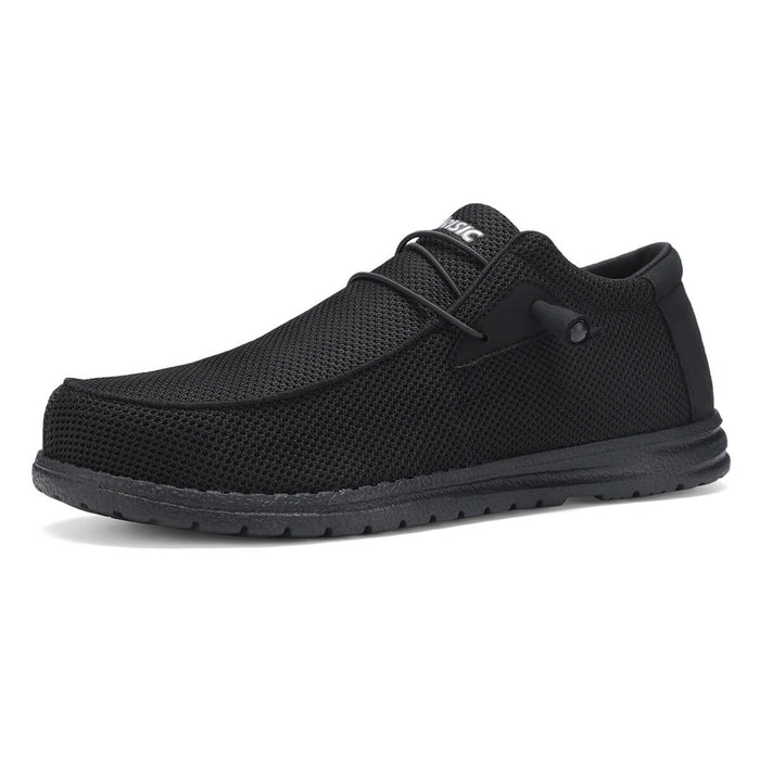 ARISIC|Men Steel Toe Loafers Shoes Slip On Work Shoes