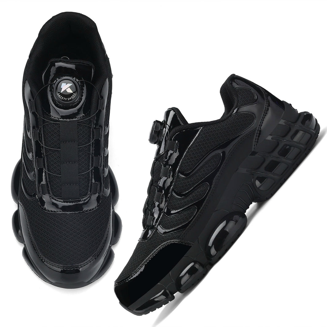 Steel Toe Work Shoes for Men Women, Lightweight Breathable Safety Sneakers with Rotary Buckle Design