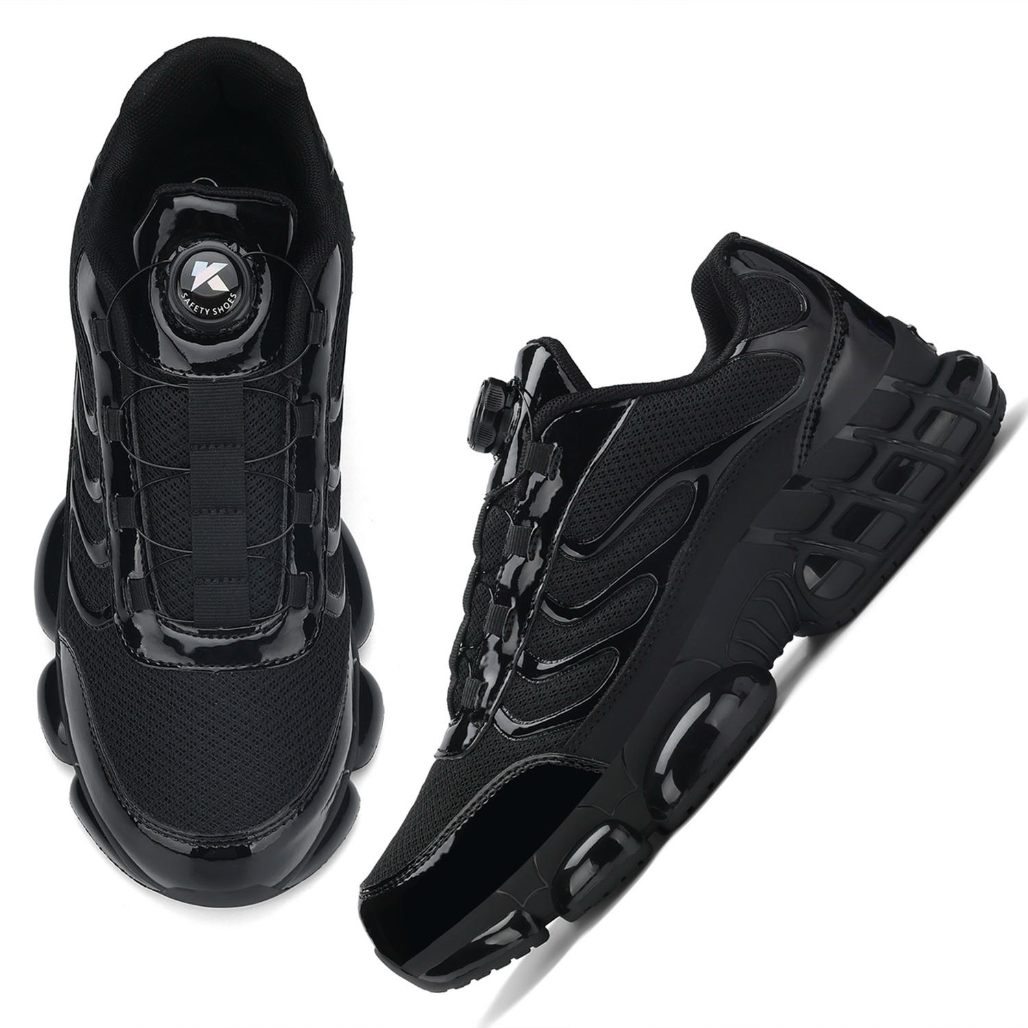 Steel Toe Work Shoes for Men Women, Lightweight Breathable Safety Sneakers with Rotary Buckle Design
