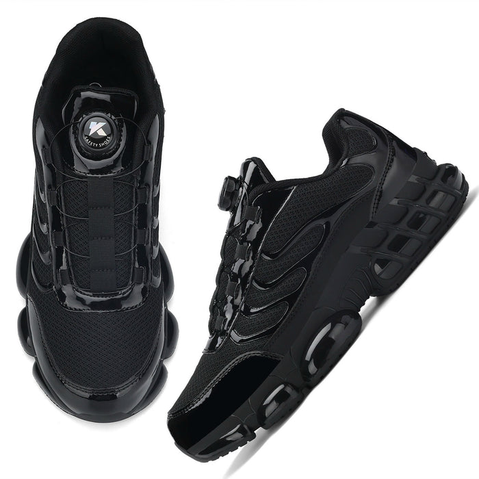 Steel Toe Work Shoes for Men, Lightweight Breathable Safety Sneakers with Rotary Buckle Design
