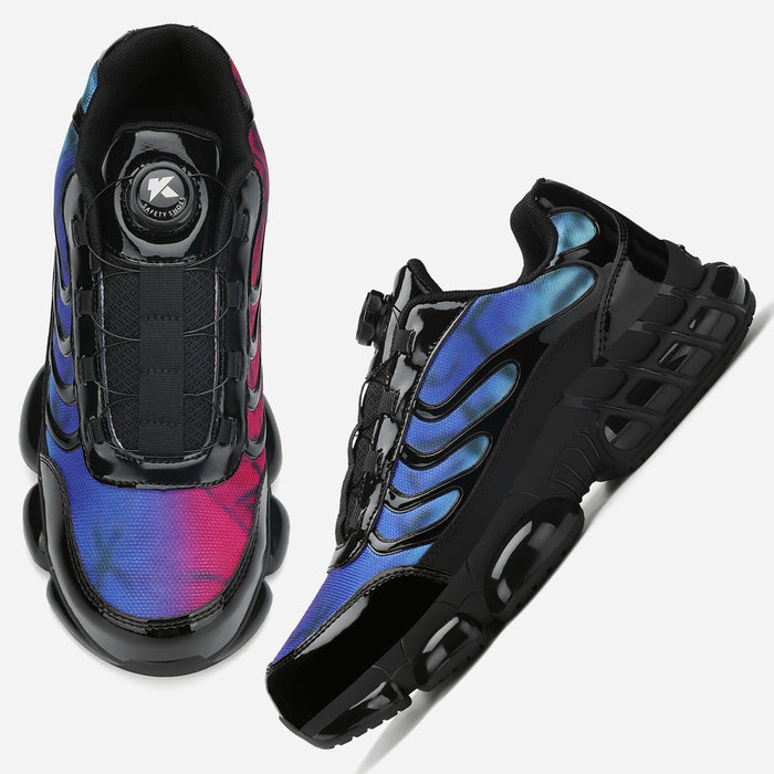Steel Toe Work Shoes for Women, Lightweight Breathable Safety Sneakers with Rotary Buckle Design